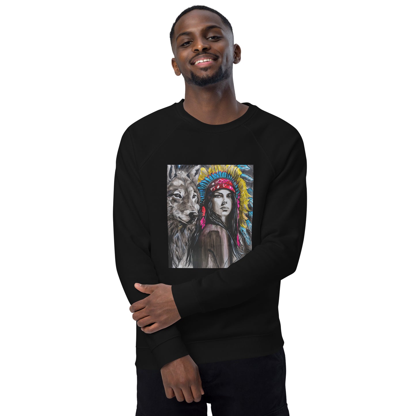 Lobos-Unisex organic raglan sweatshirt