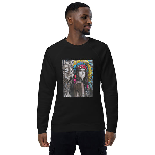 Lobos-Unisex organic raglan sweatshirt