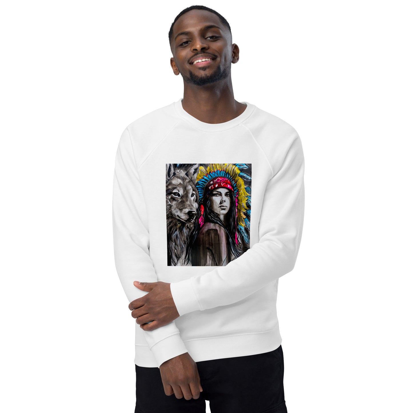 Lobos-Unisex organic raglan sweatshirt