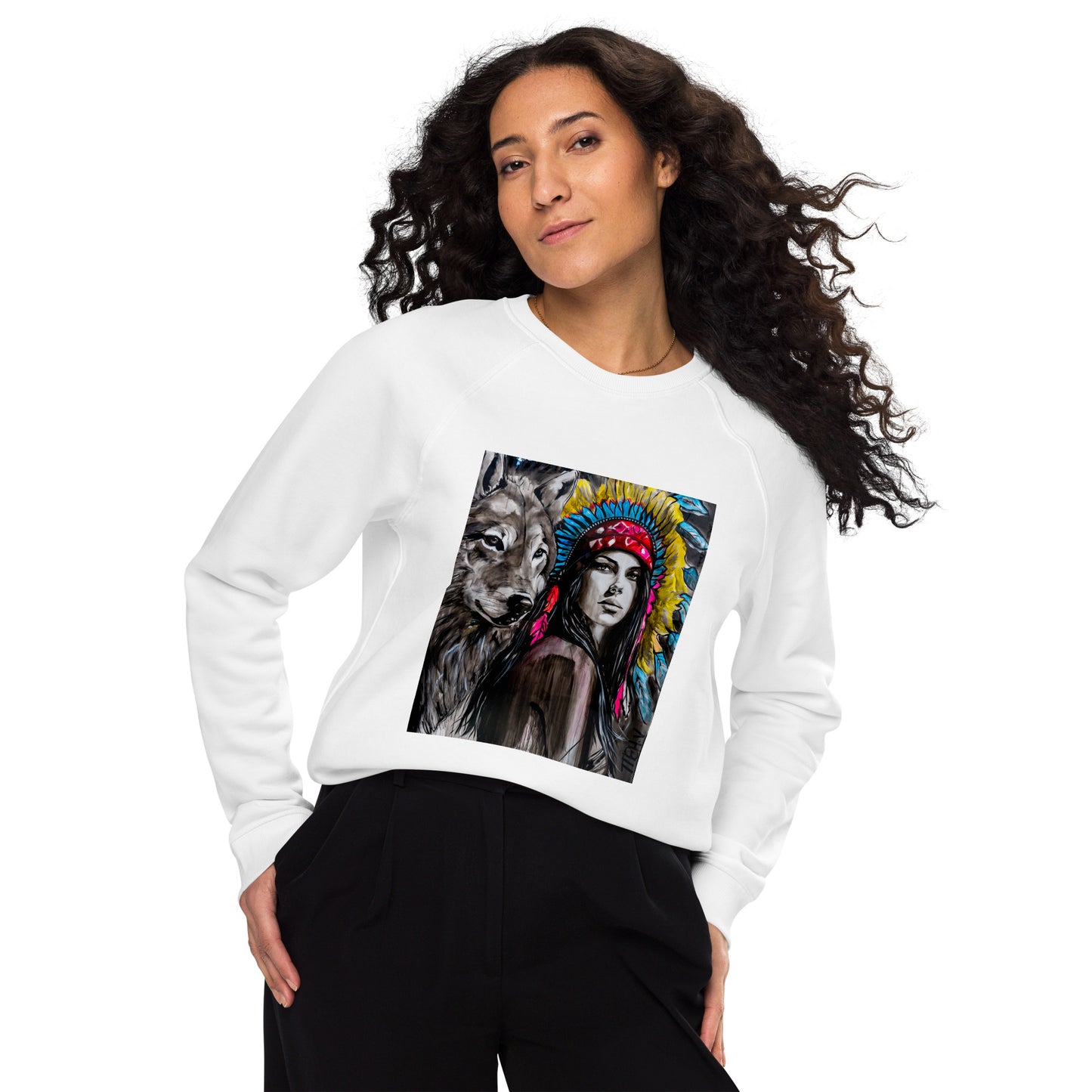 Lobos-Unisex organic raglan sweatshirt