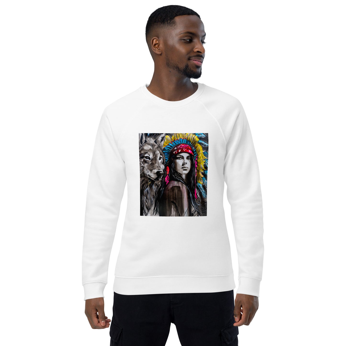 Lobos-Unisex organic raglan sweatshirt